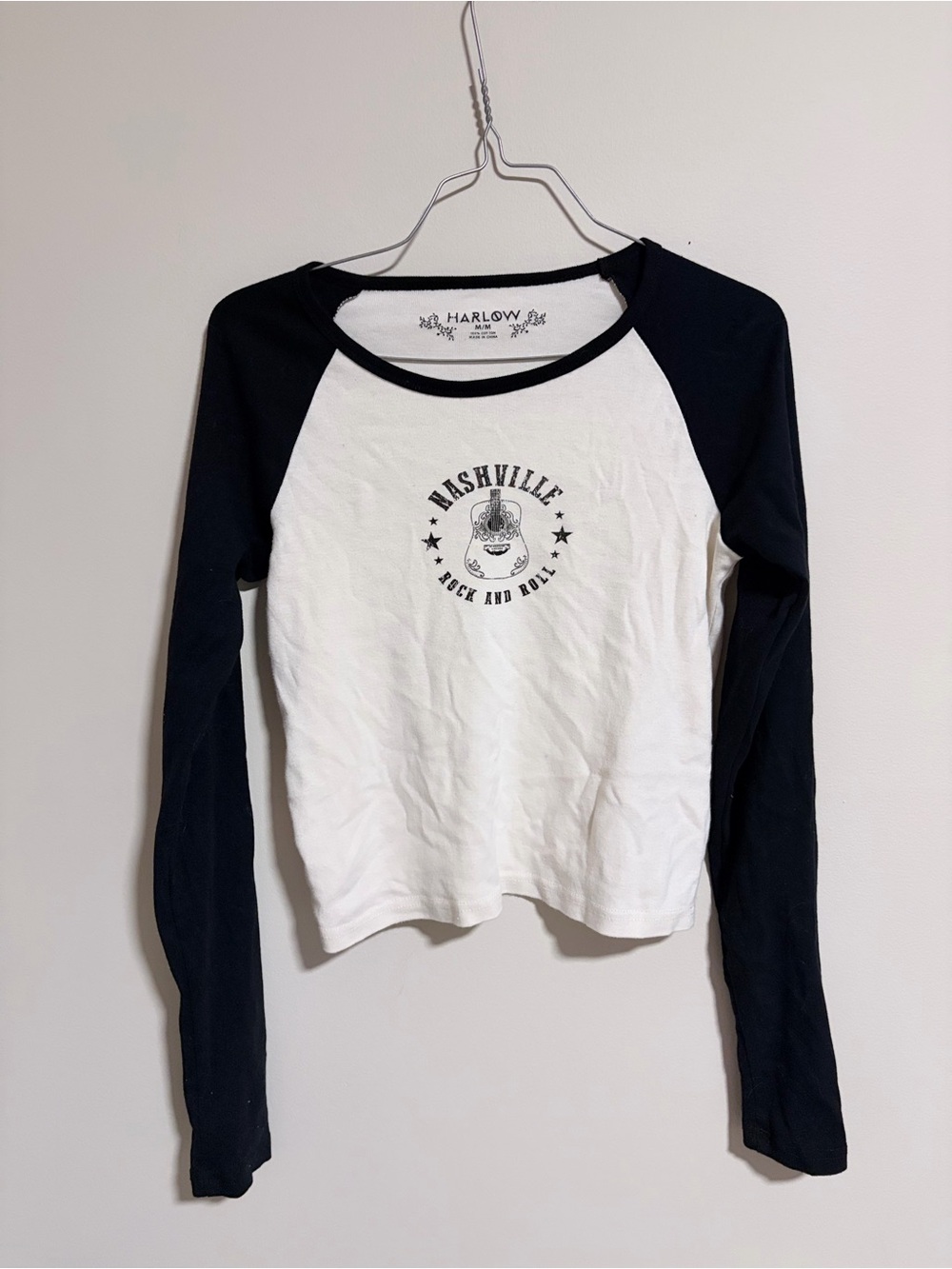 Harlow Black & White Nashville Long Sleeve Tee